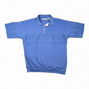 Vintage Hukapoo Polo Shirt Adult MEDIUM Blue Textured Waffle Knit Golf 90s